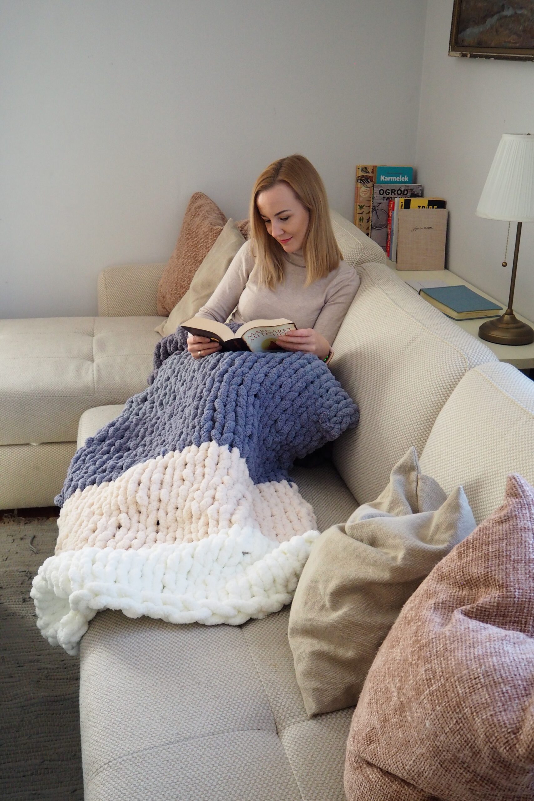 Koc pleciony z grubej włóczki