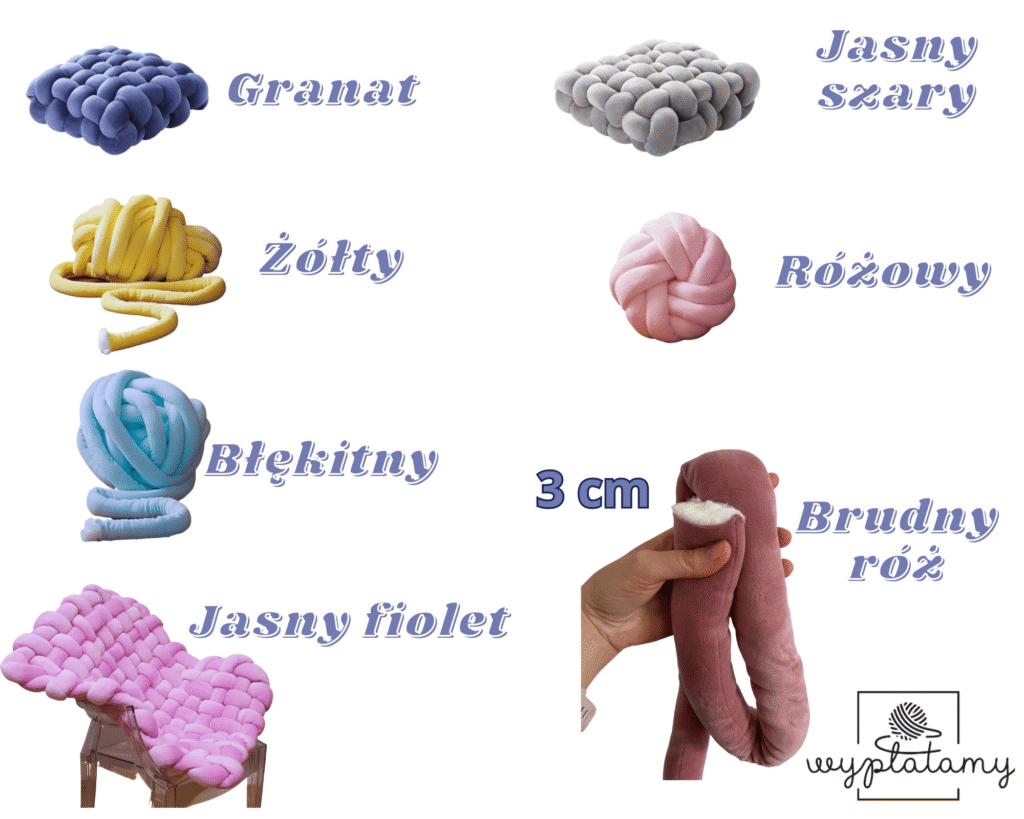 Aksamitna gruba włóczka 5 cm granatowy